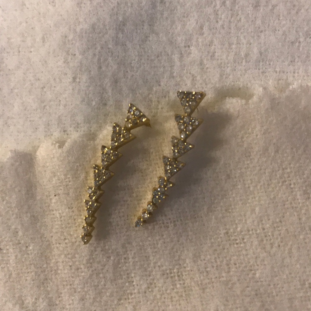 Stella & Dot pave triangle gold ear climbers